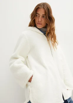 Veste en sherpa coupe trapèze avec fentes latérales