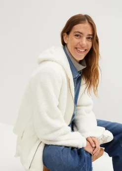 Veste en sherpa coupe trapèze avec fentes latérales