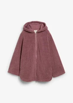 Veste en sherpa coupe trapèze avec fentes latérales