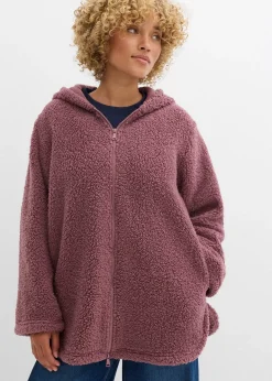Veste en sherpa coupe trapèze avec fentes latérales