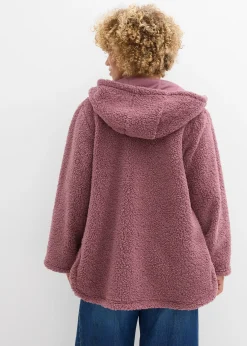 Veste en sherpa coupe trapèze avec fentes latérales