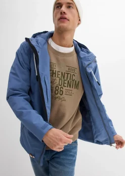 Veste imperméable à capuche et détails enduits