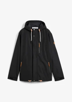 Veste imperméable à capuche et détails enduits