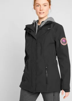 Veste longue en softshell déperlant, style 2 en 1