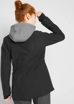 Veste longue en softshell déperlant, style 2 en 1