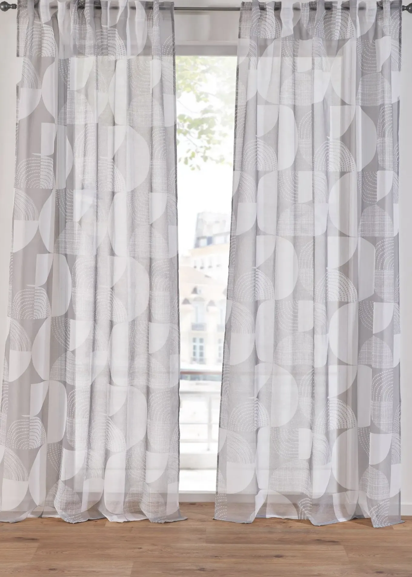 Voilage imprimé (1 pce) avec polyester recyclé